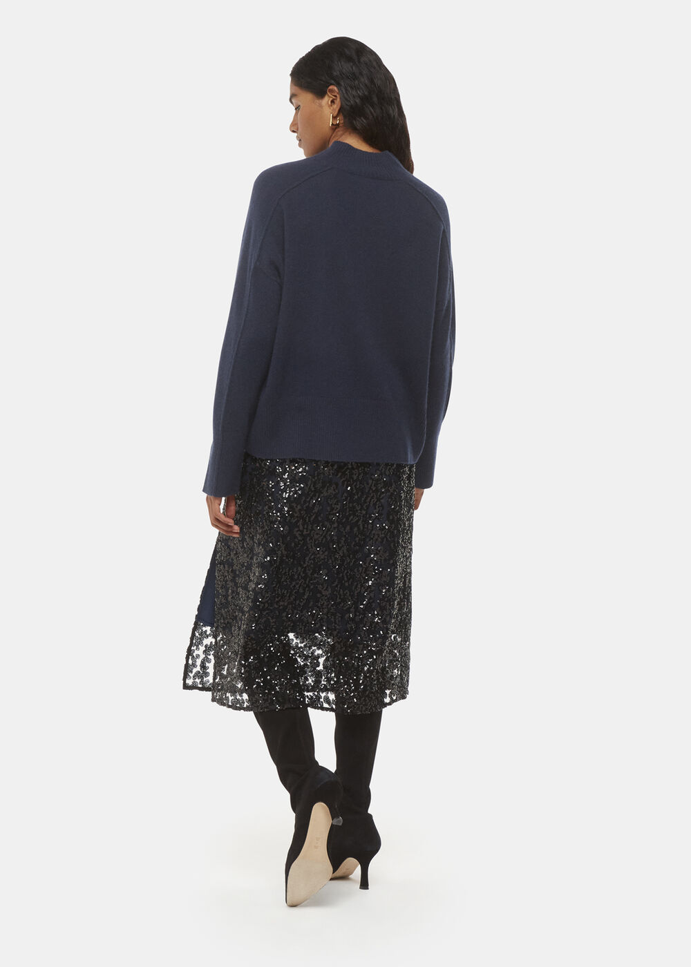 Petite Floral Sequin Midi Skirt