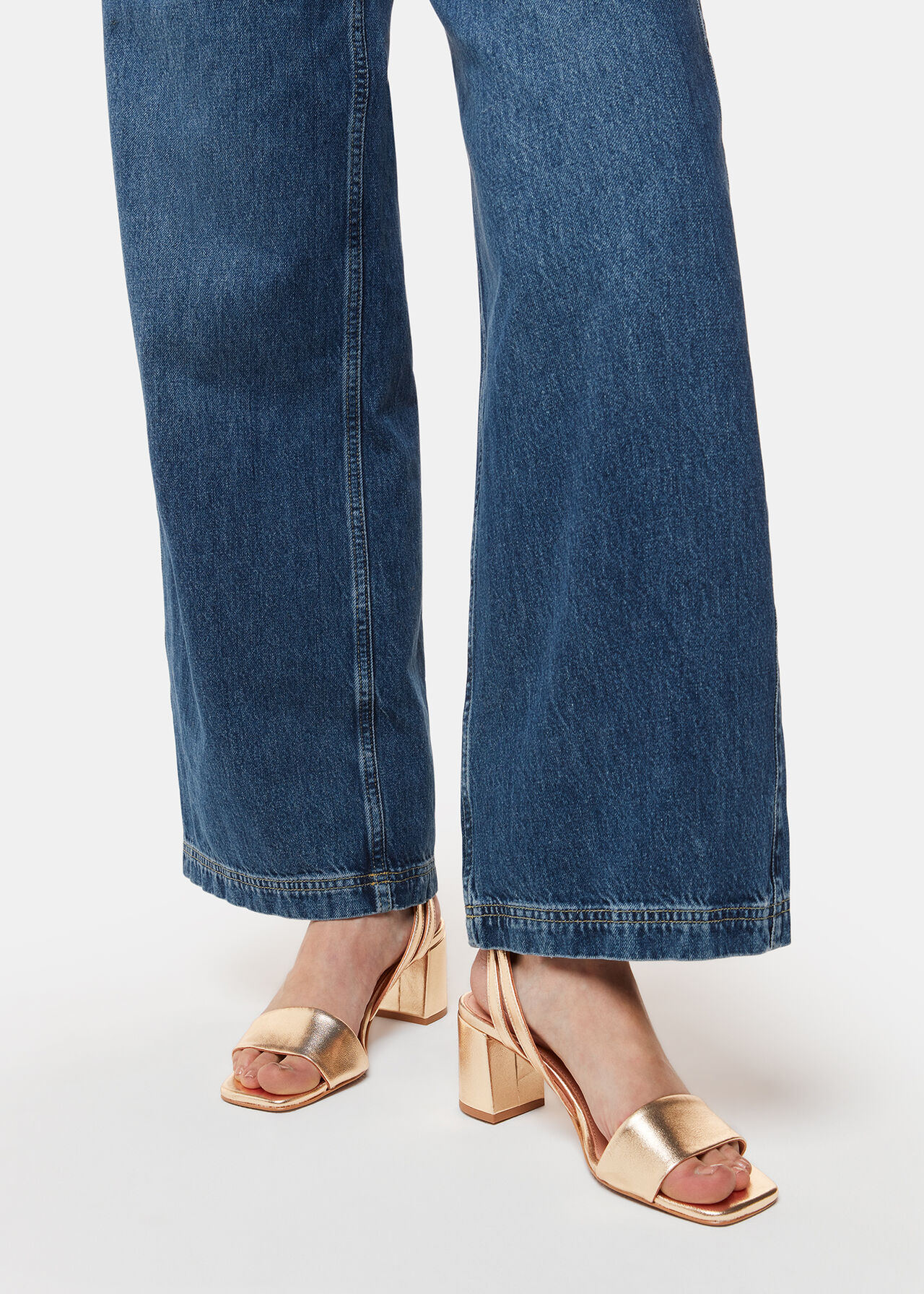 Gold Eden Block Heel Sandal WHISTLES Whistles UK