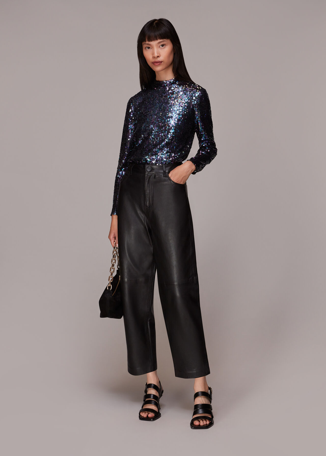 High Neck Sequin Top