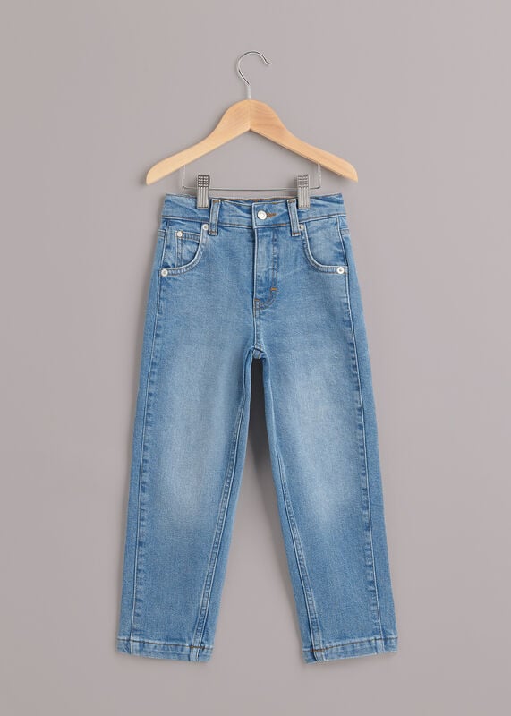 Light Wash Stretch Barrel Leg Jean