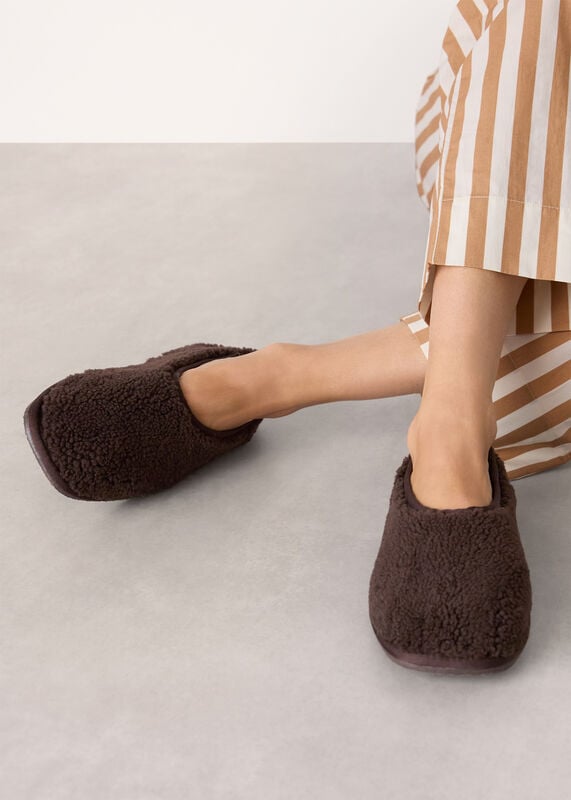 Chocolate Shearling Ballet Slipper
