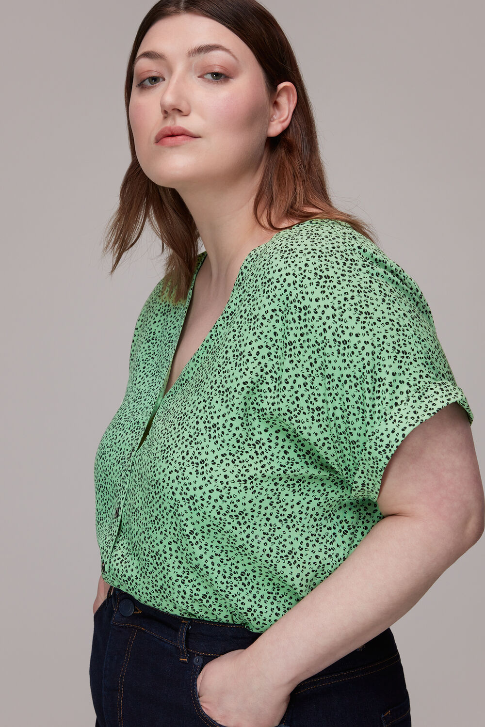Ink Leopard Button Front Top