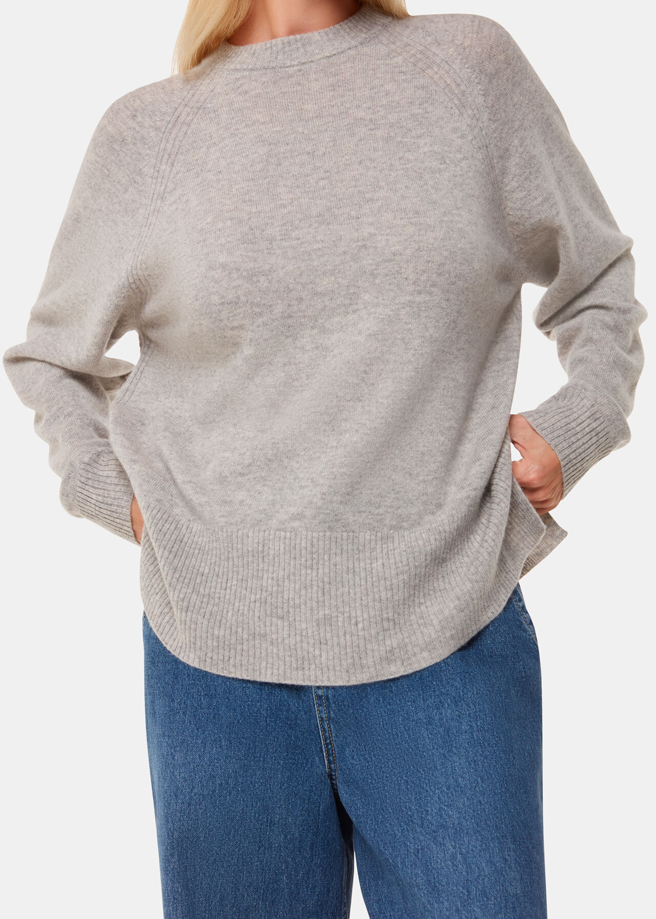 Grey Marl Cashmere Crew Neck Jumper | Whistles