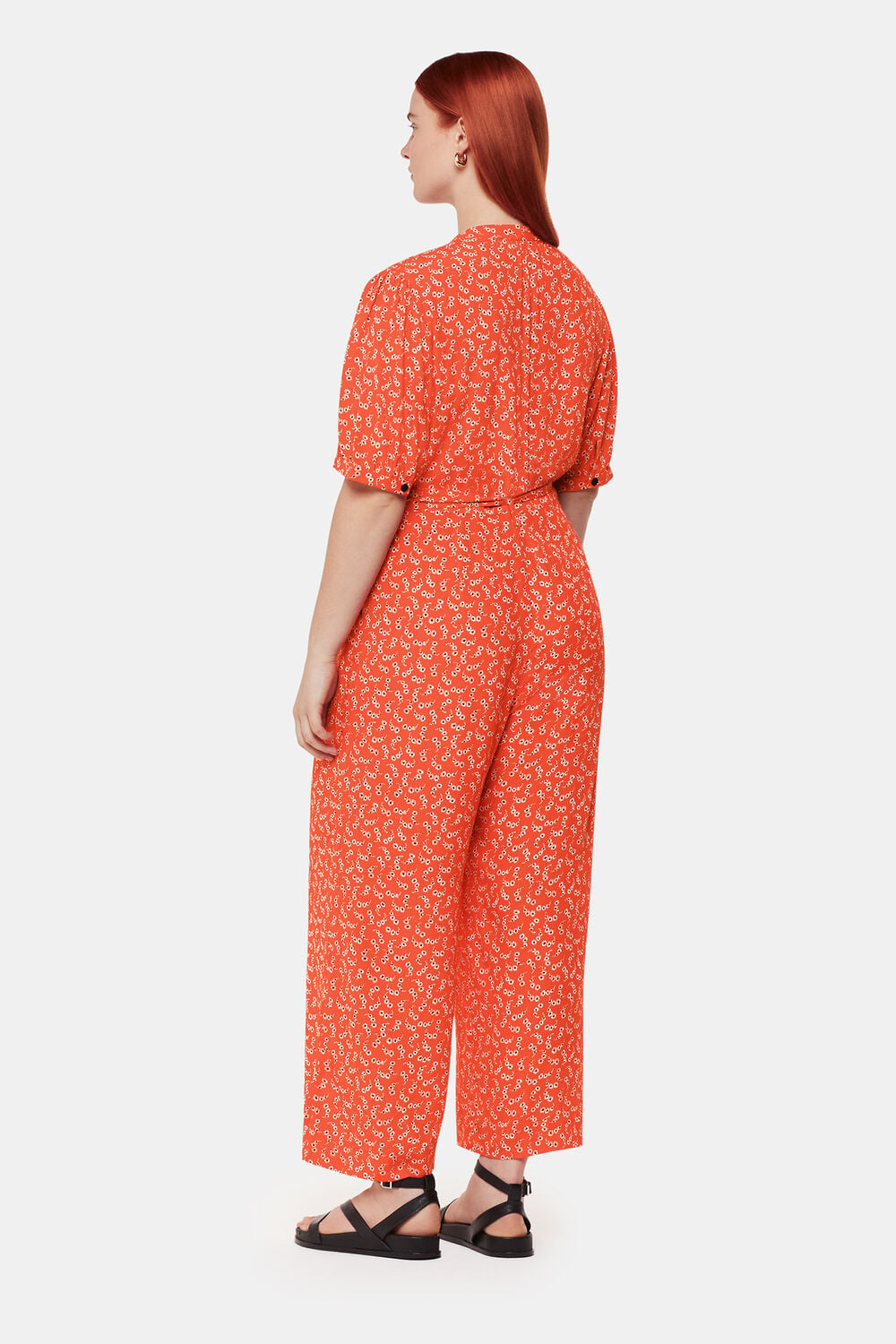 Red Micro Floral Jumpsuit