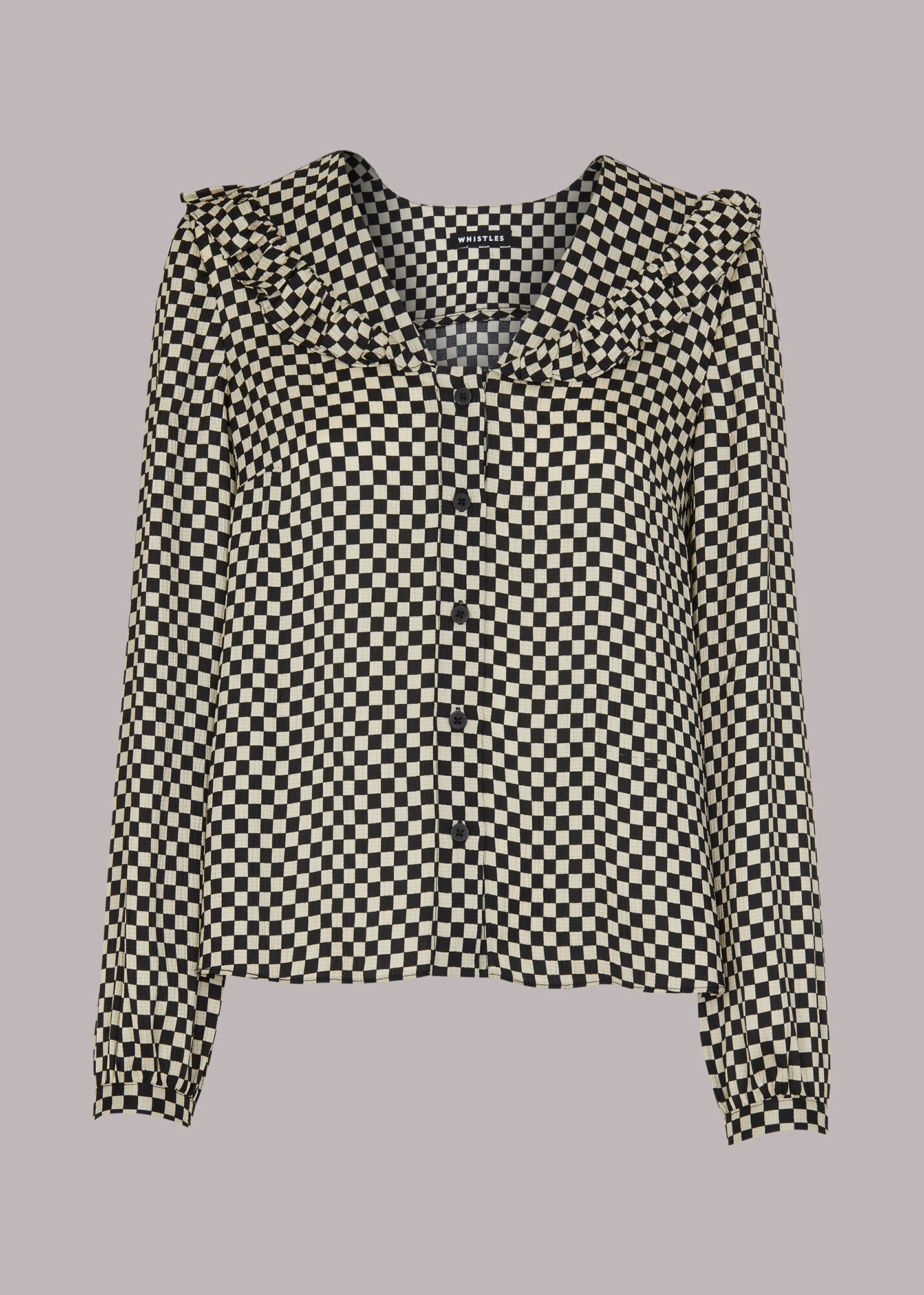 Black/Multi Checkerboard Collar Detail Top | WHISTLES
