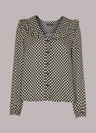 Checkerboard Collar Detail Top