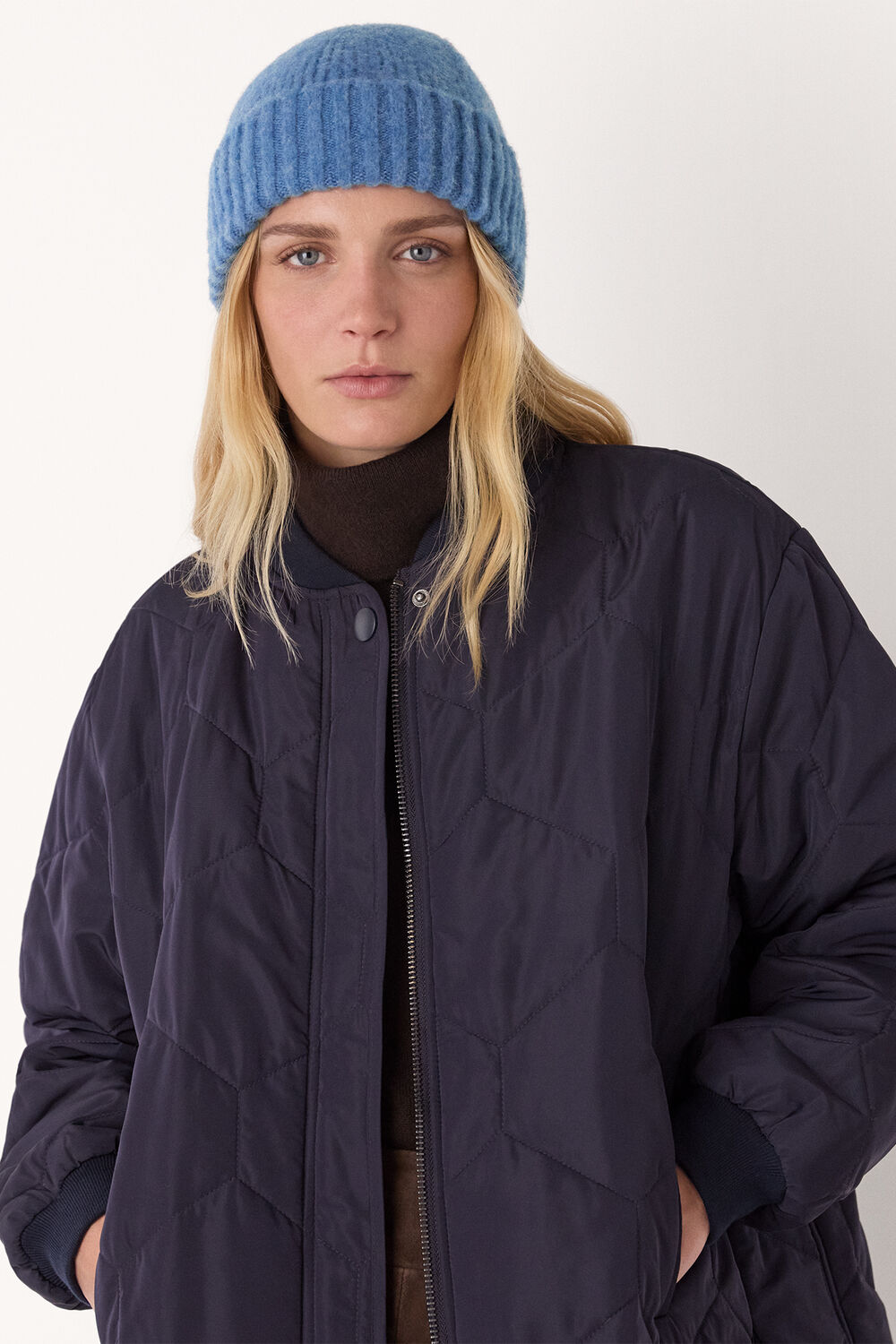 Blue Brushed Lambswool Beanie Hat
