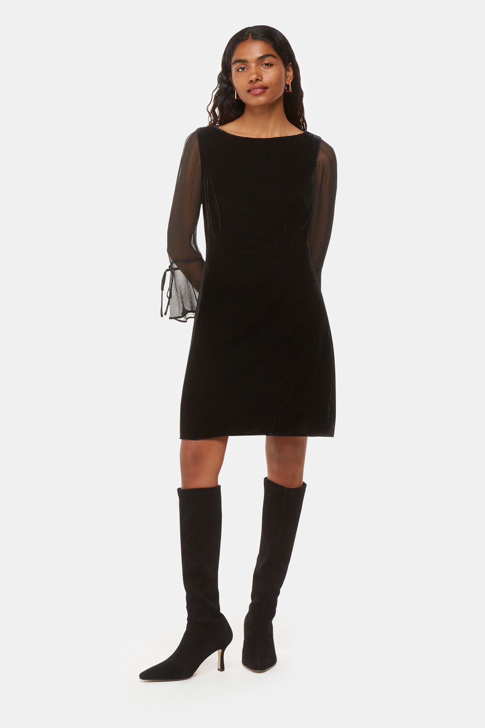 Black Petite Myla Velvet Mini Dress