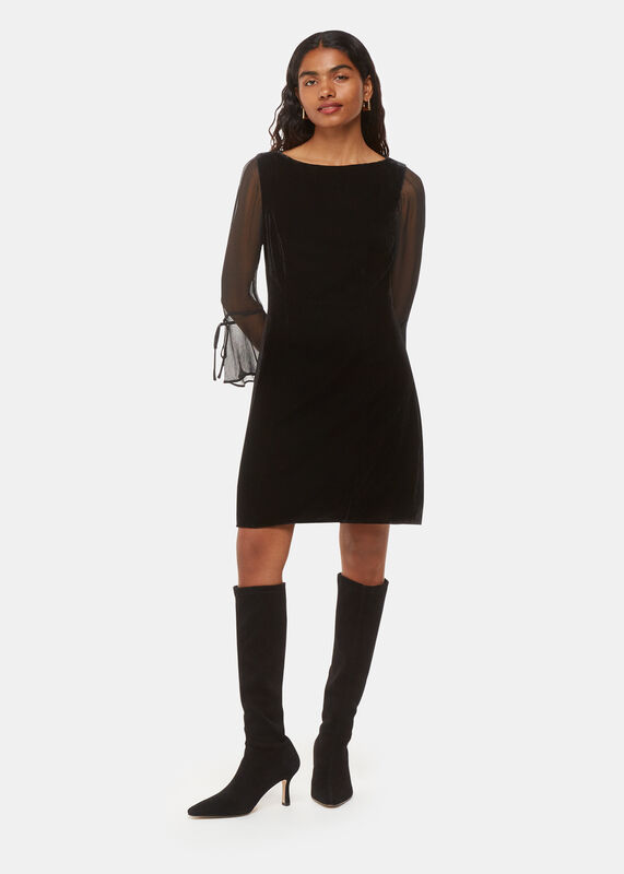 Black Petite Myla Velvet Mini Dress