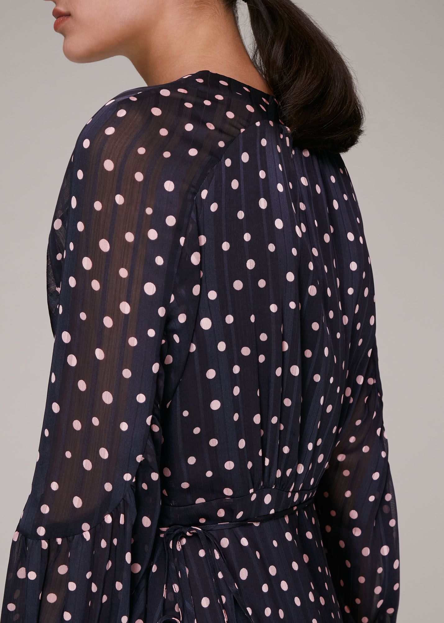 Whistles spot wrap jersey dress top