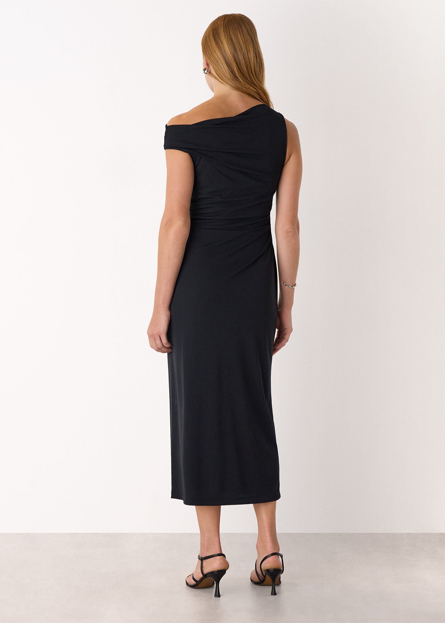 Black Jersey Crepe Asymmetric Dress | WHISTLES | Whistles UK |