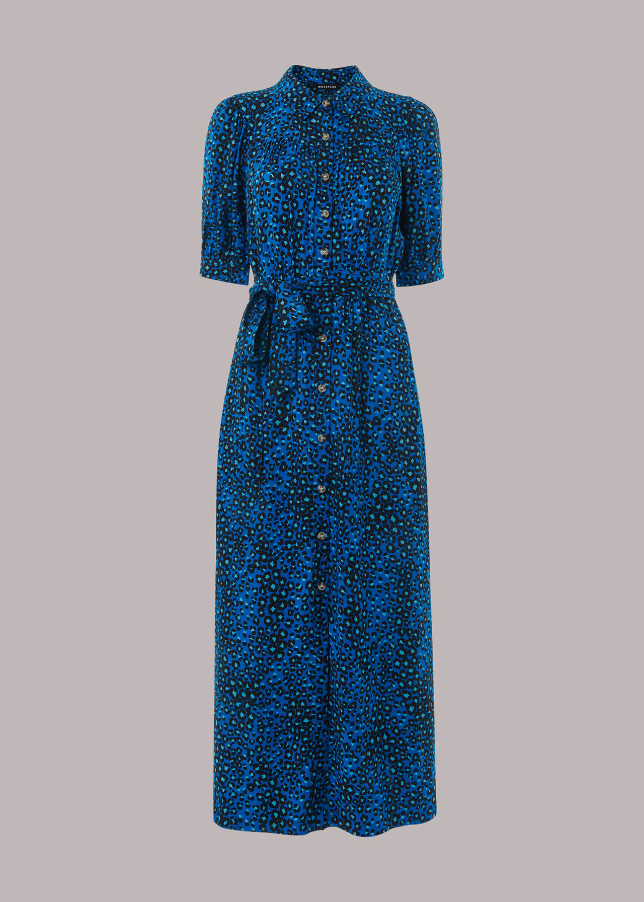 Blue/Multi Painted Leopard Midi Dress WHISTLES Whistles UK