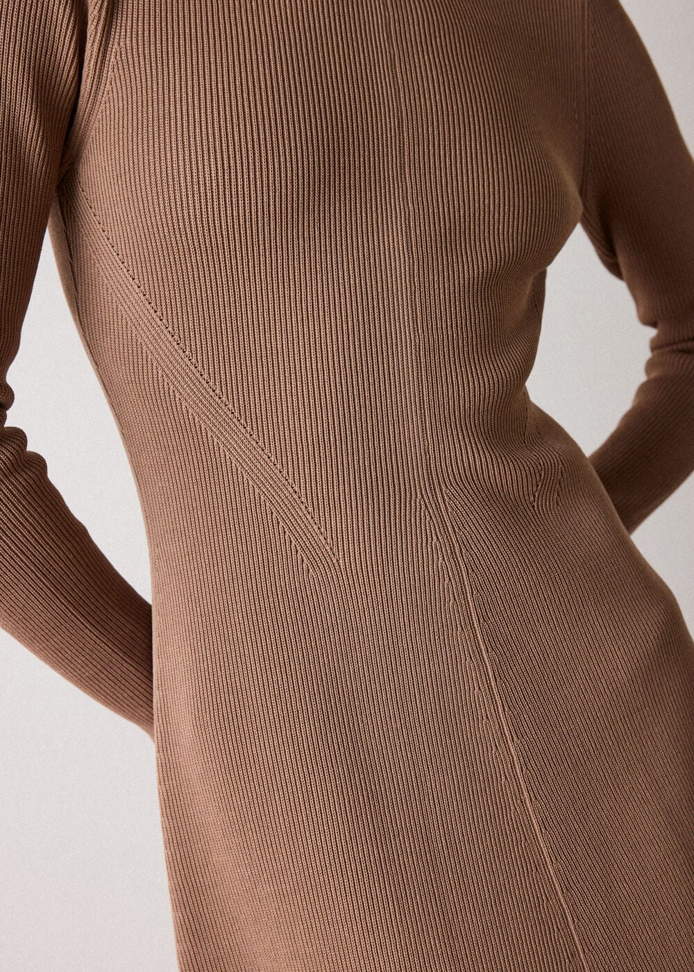 Camel Tie Back Rib Knit Dress
