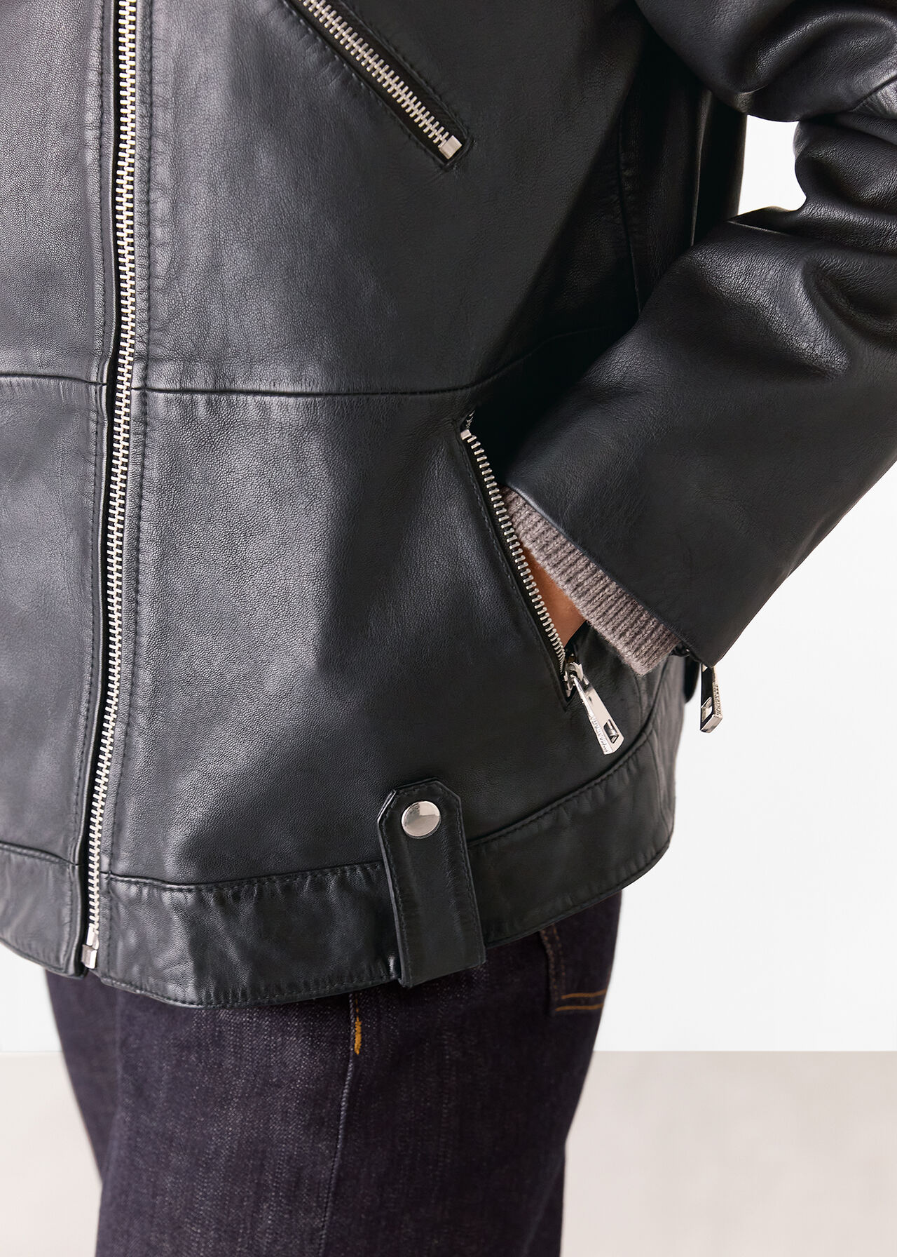 Freja Leather Biker Jacket