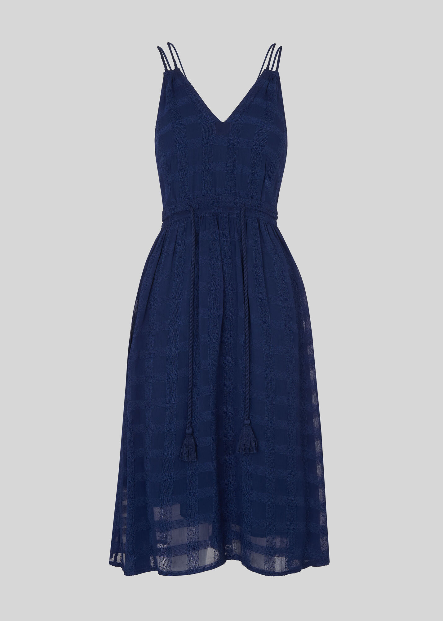 Navy Hari Textured Strappy Dress WHISTLES Whistles