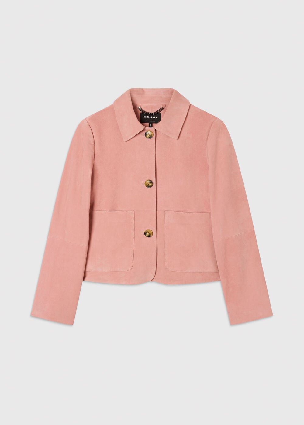 Button Cropped Suede Jacket