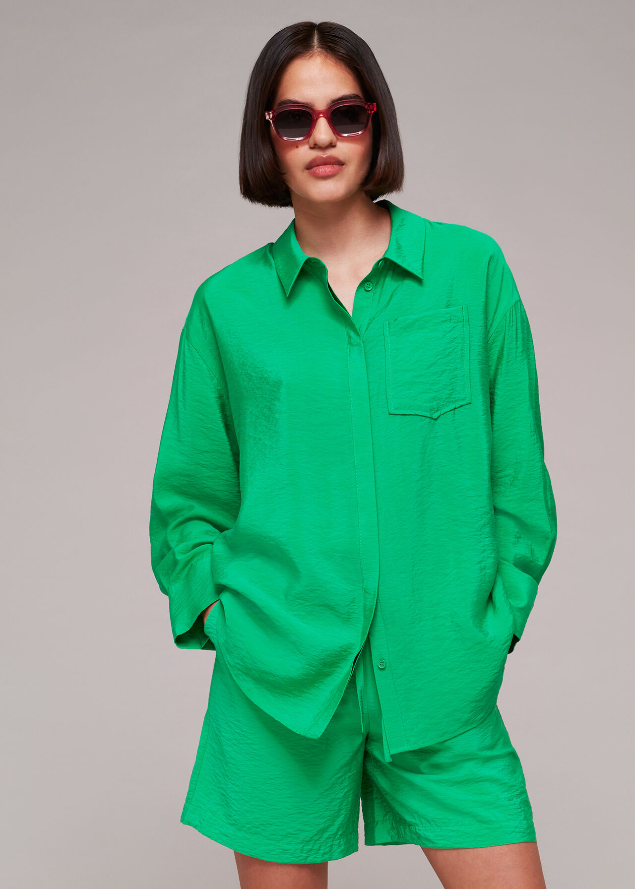 Green Nicola Long Sleeve Shirt | WHISTLES