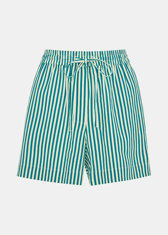 Green Stripe Linen Blend Short