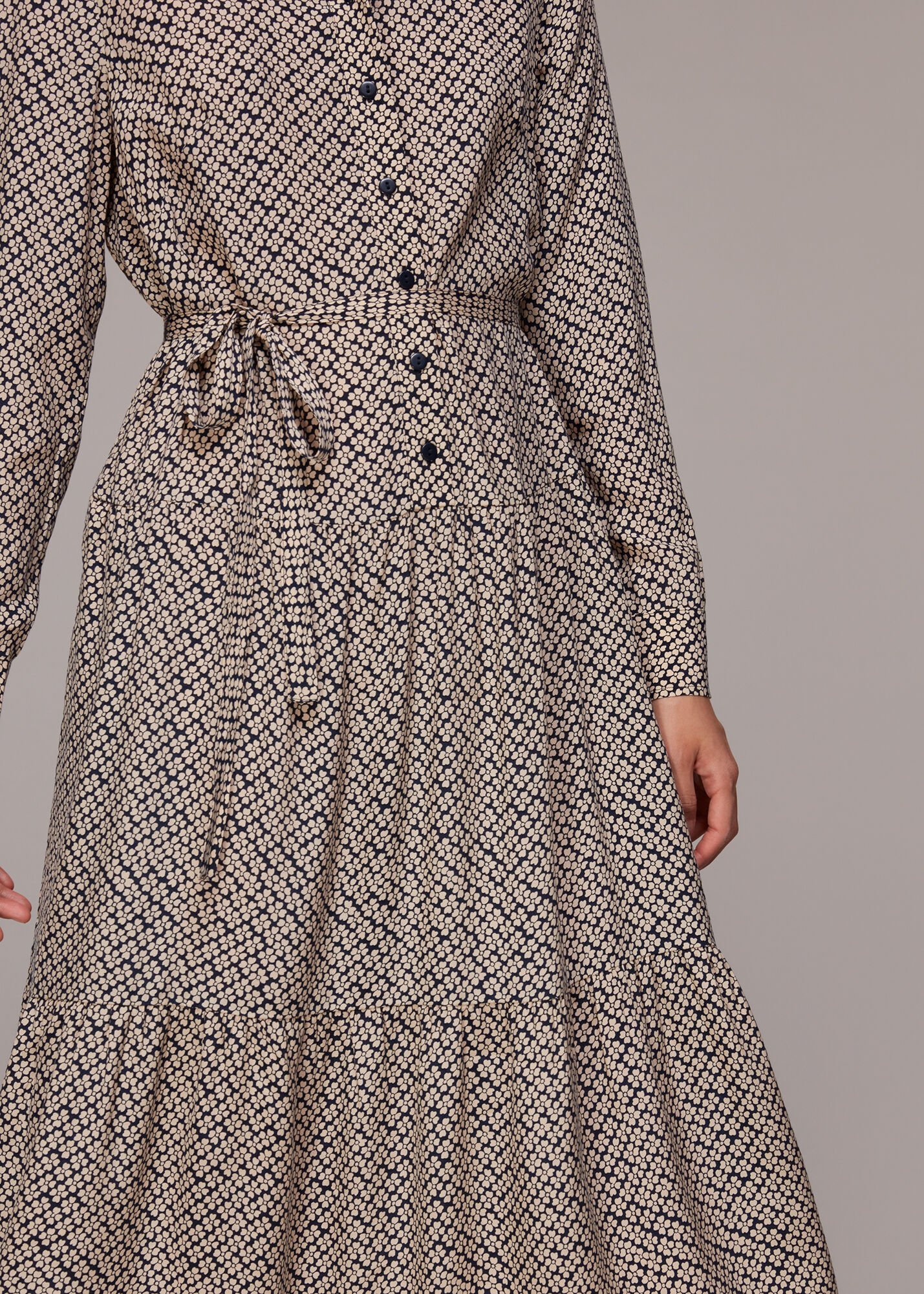Navy/Multi Clover Print Shirt Dress | WHISTLES | Whistles US |
