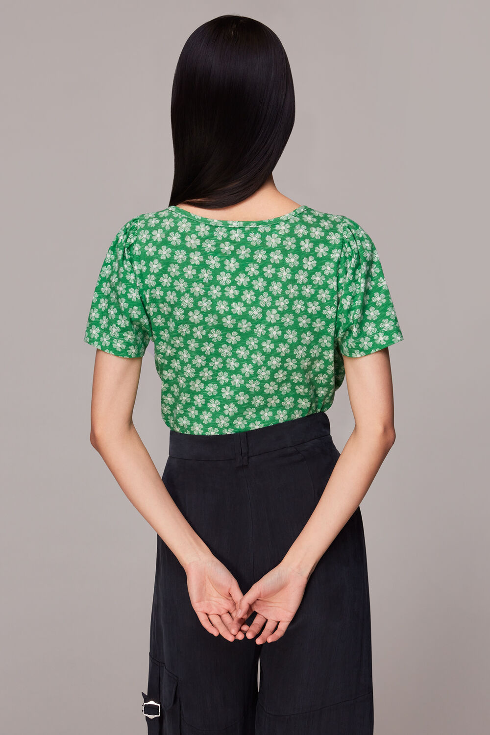 Green Daisy Check Wrap Tee