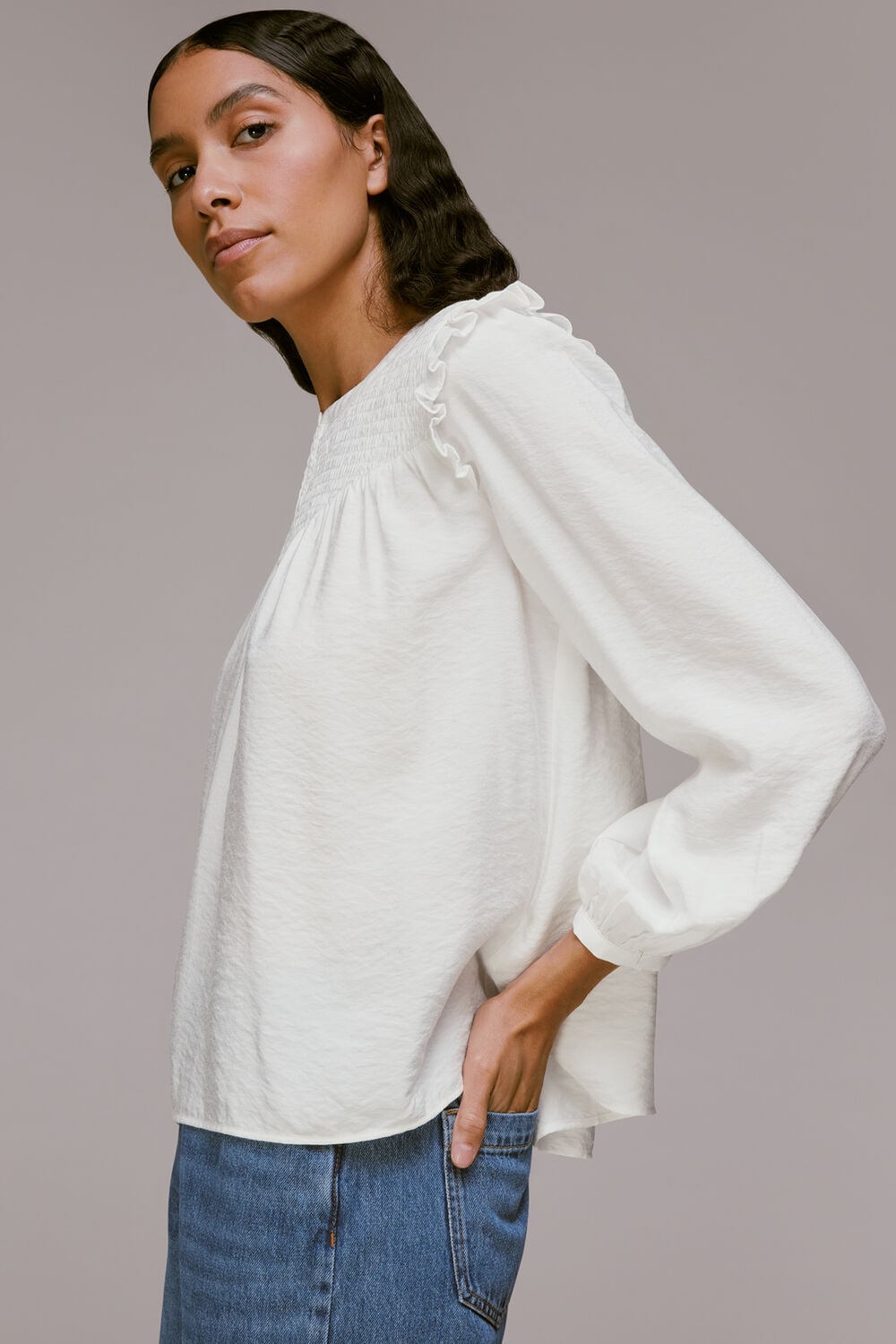 Megan Shirred Detail Top