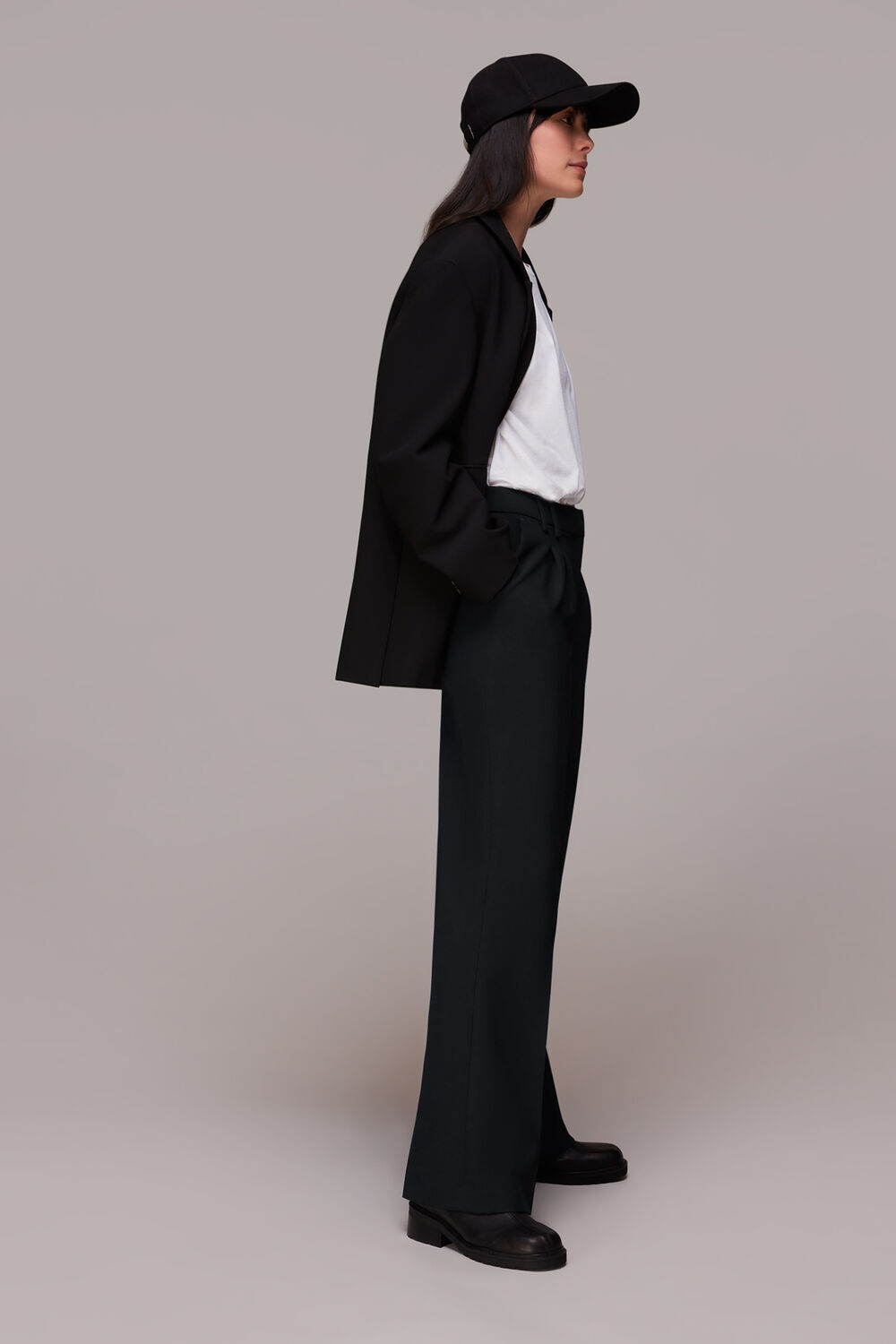 Black Cara Dropped Waist Pants&nbsp;