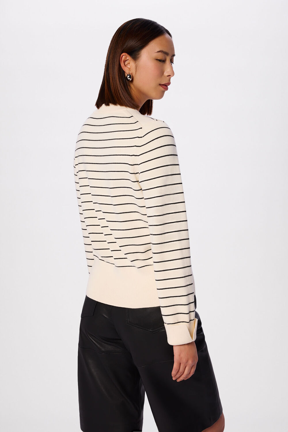 Ivory Classic Stripe Cotton Knit