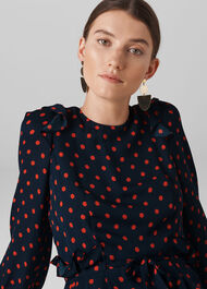 Precilla Spot Silk Jumpsuit