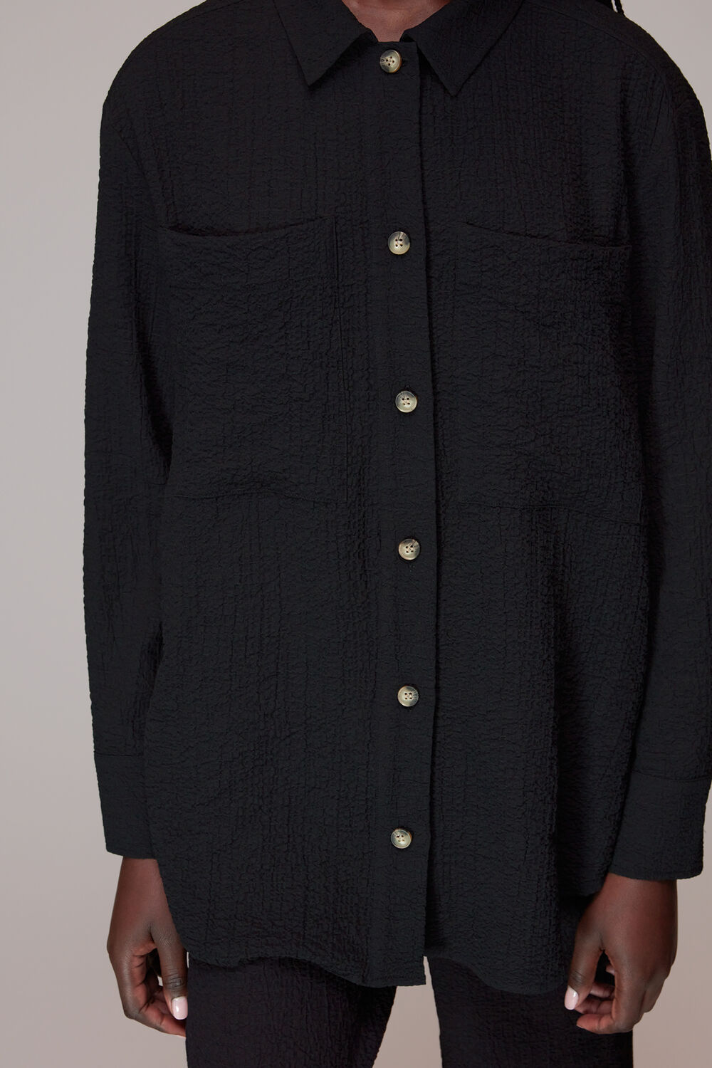 Black Lola Crinkle Overshirt