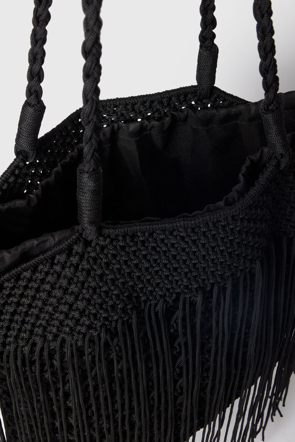 Black Crochet Fringe Bag