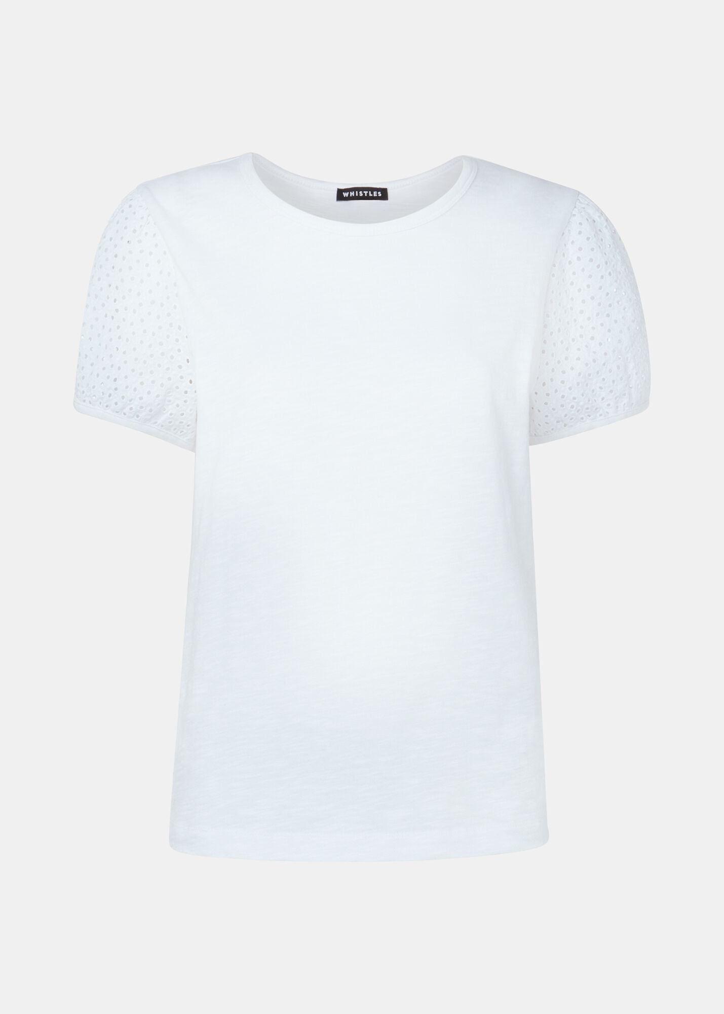 White Broderie Puff Sleeve T-Shirt | WHISTLES