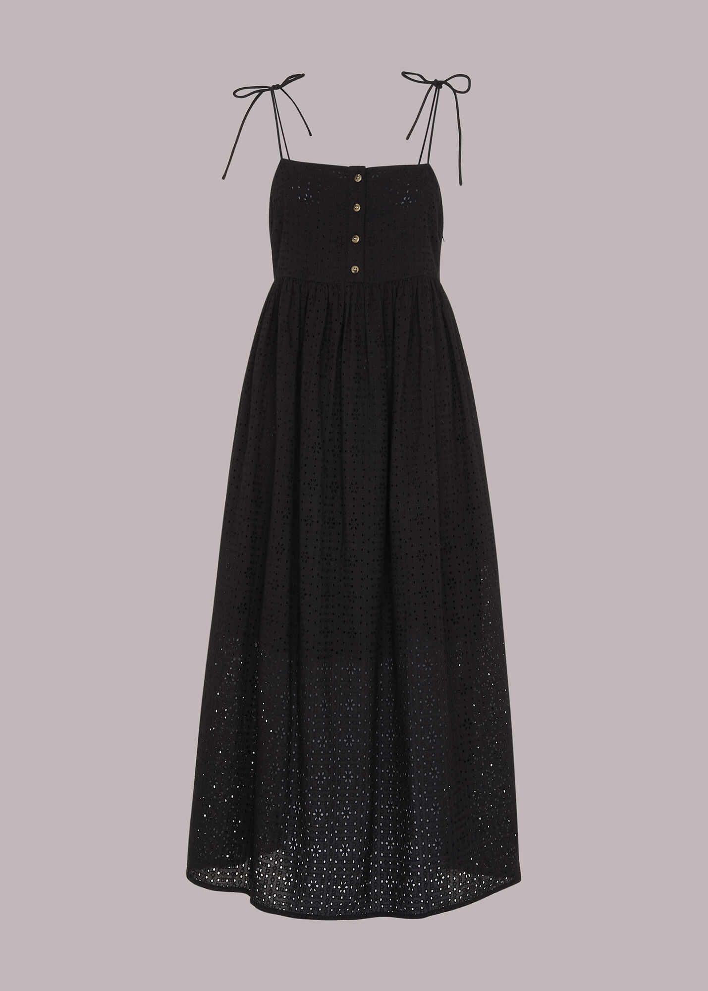 Black Mabel Broderie Midi Dress WHISTLES
