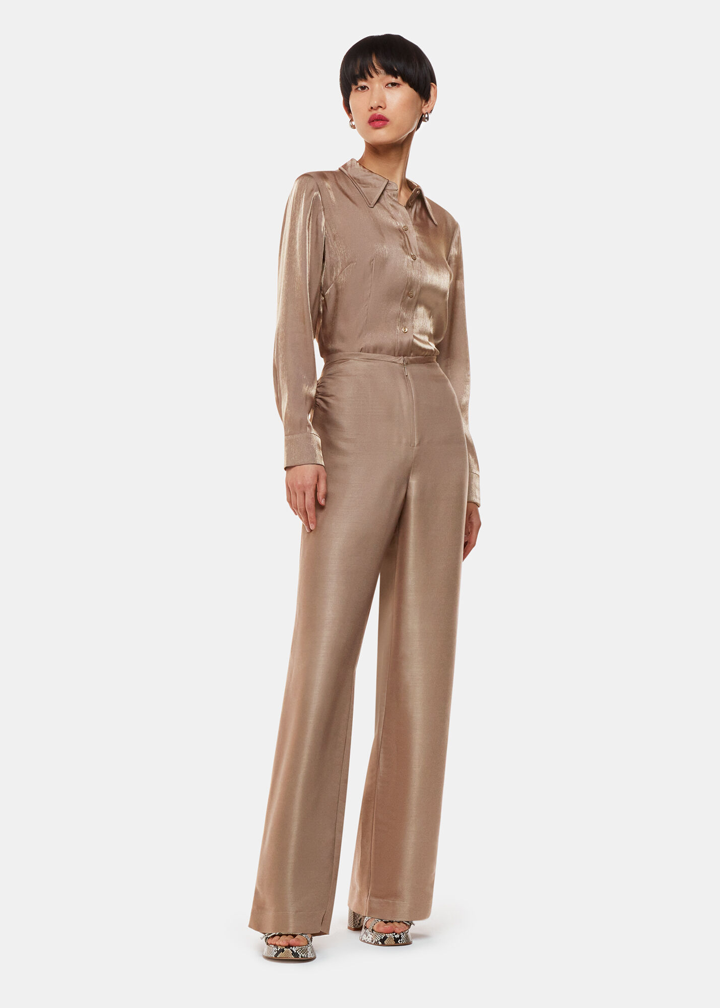 Pewter Teigan Metallic Trousers | WHISTLES | Whistles US |