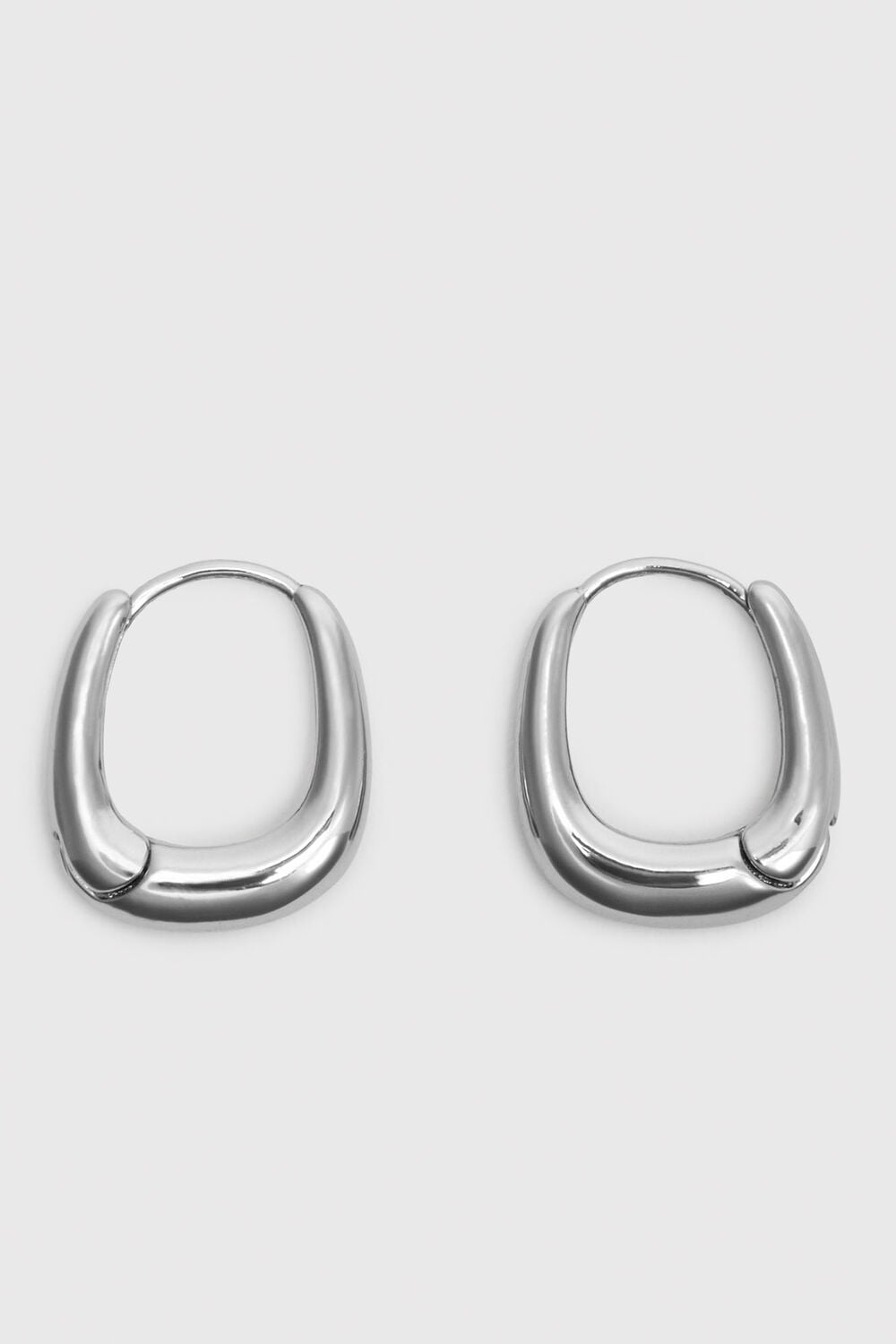 Silver Curved Square Huggie Hoop