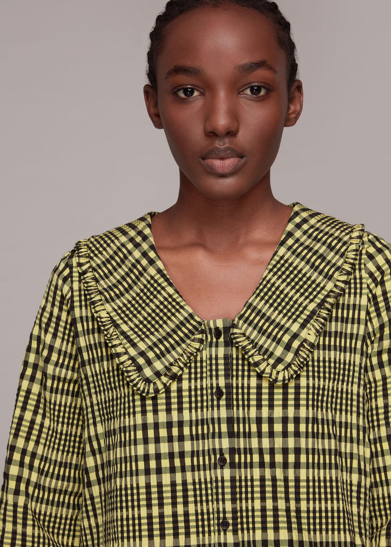 Masie Collar Detail Check Top