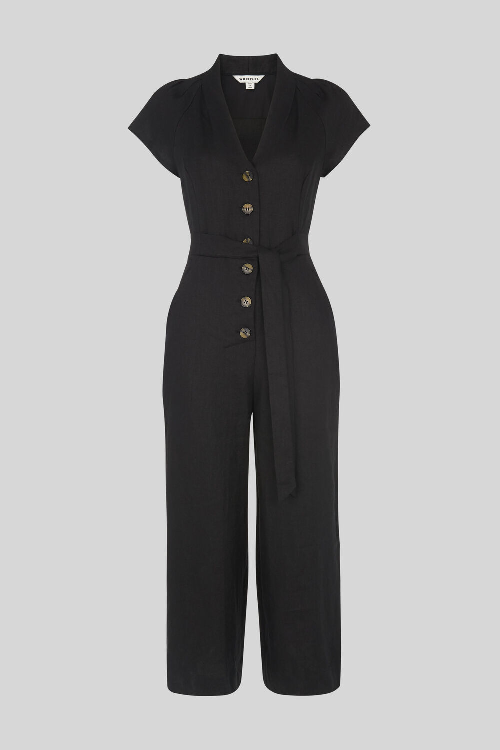 Sana Linen Button Jumpsuit Black