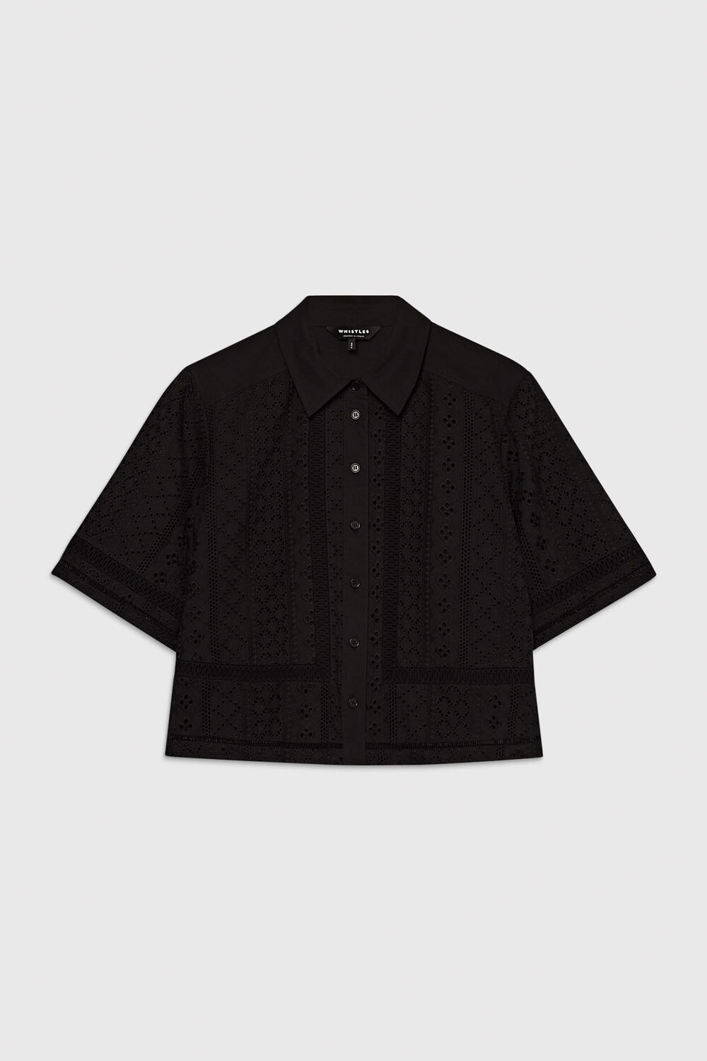 Black Broderie Cotton Shirt