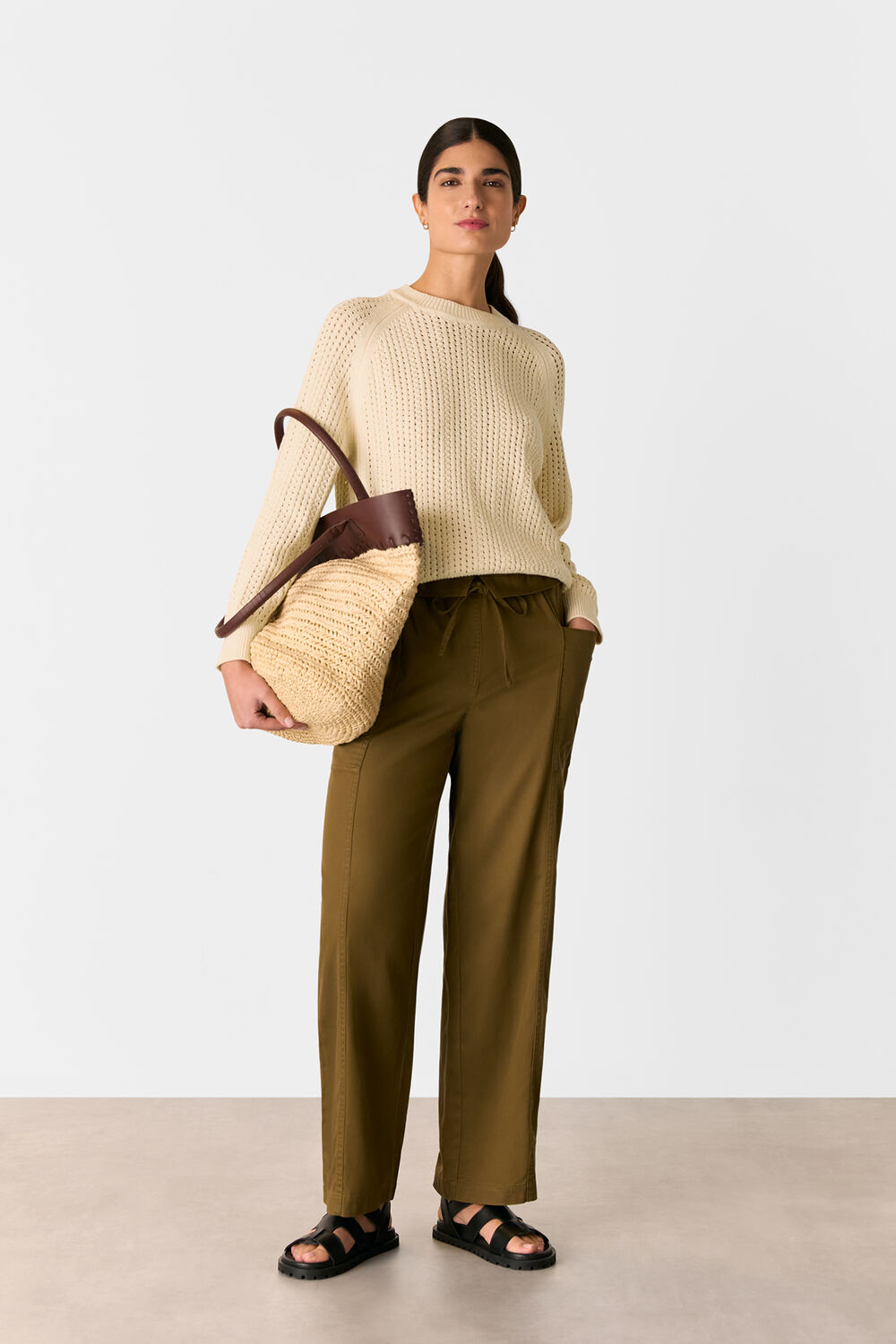 Pointelle Crew Neck Knit