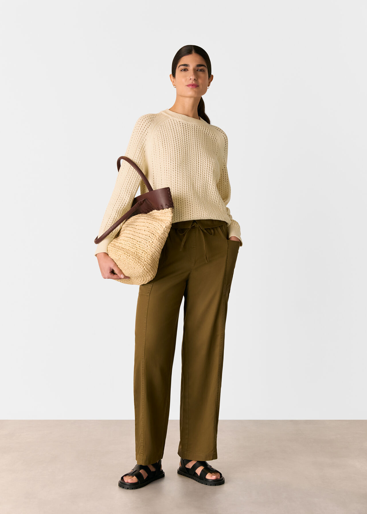 Pointelle Crew Neck Knit