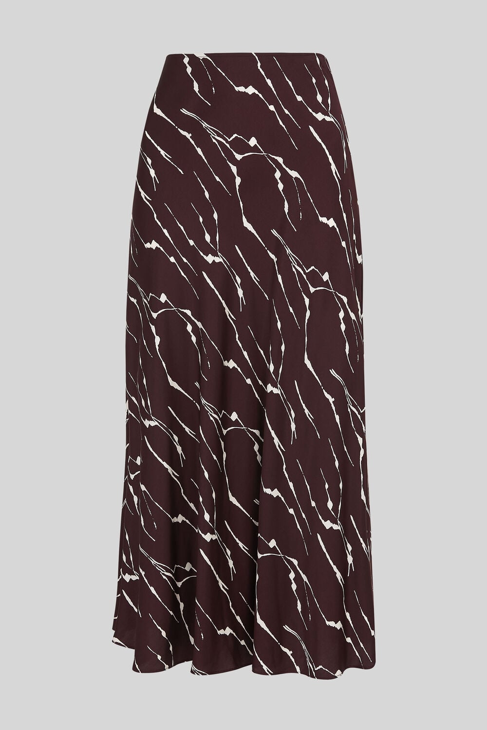 Twig Print Bias Cut Skirt Burgundy