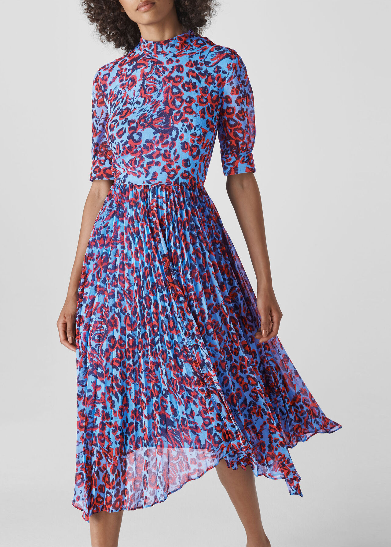 Jungle Cat Pleated Dress Blue/Multi