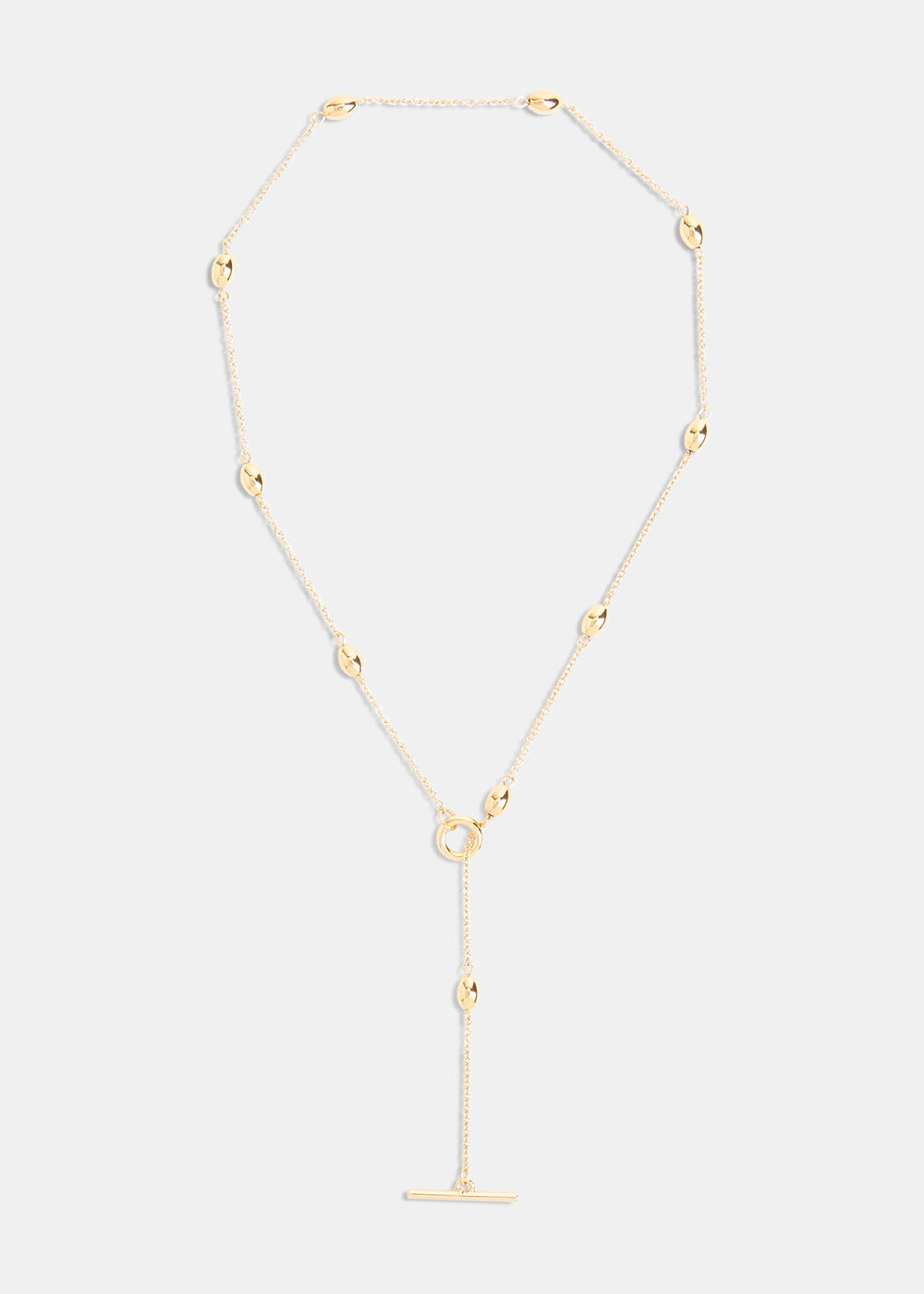 Oval Beaded T Bar Necklace