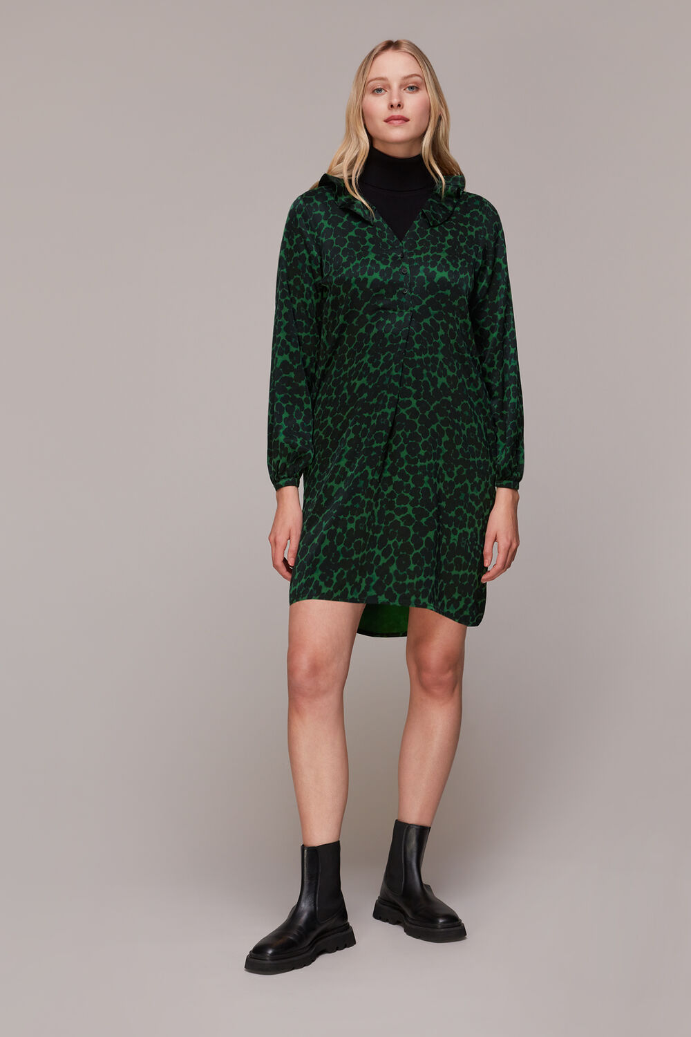 Green Smudge Animal Frill Dress