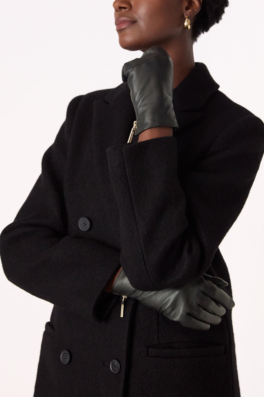 Black Zip Leather Gloves