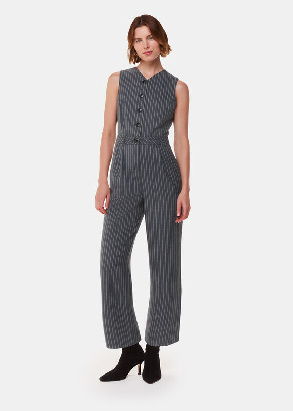 Grey Pinstripe Jumpsuit