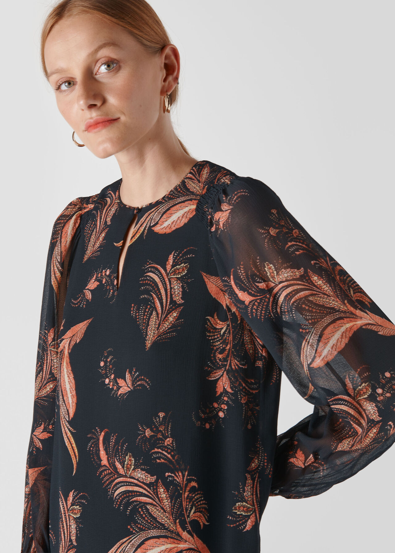 Paisley Leaf Print Blouse Black/Multi