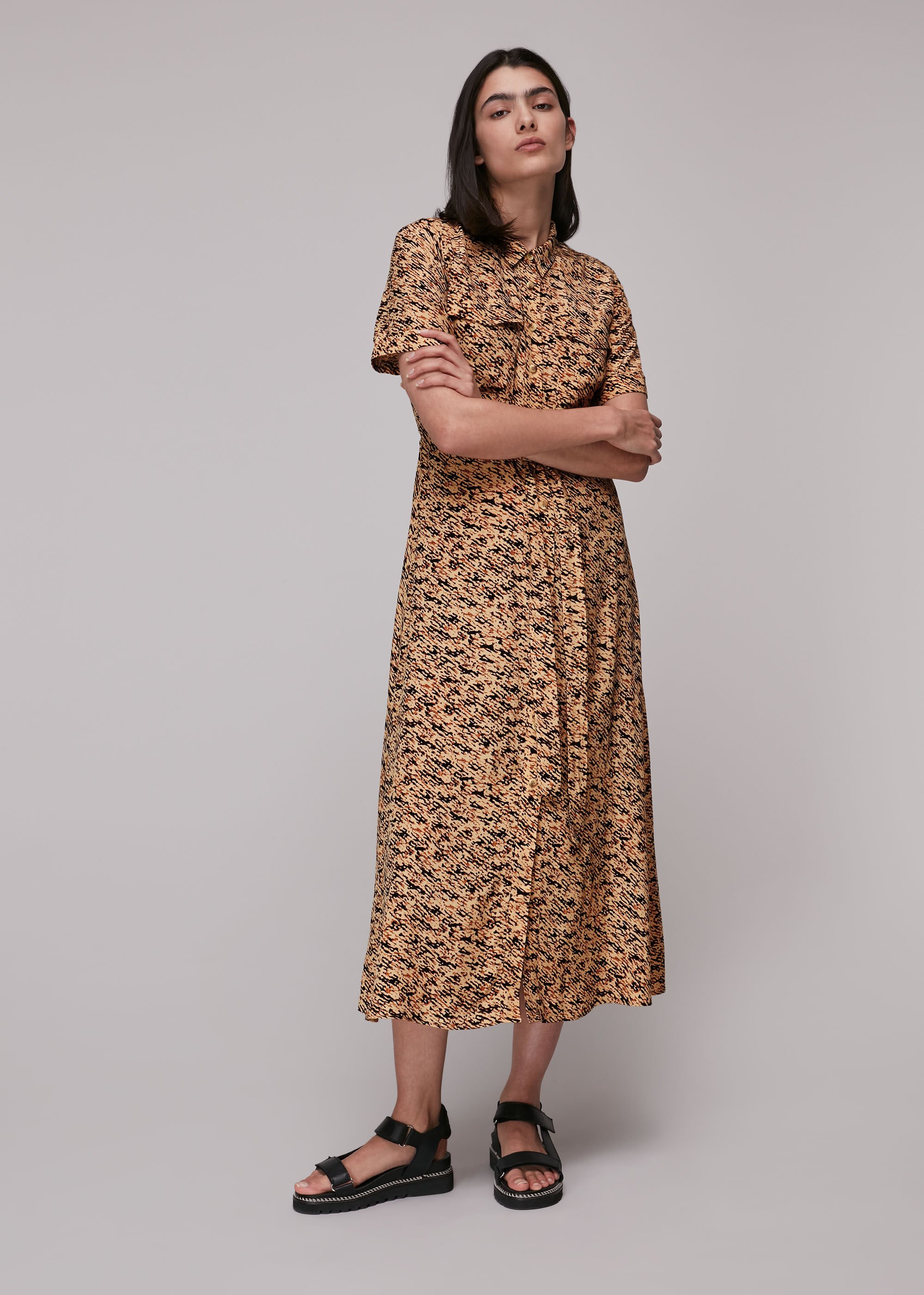 Multicolour Bark Print Shirt Dress