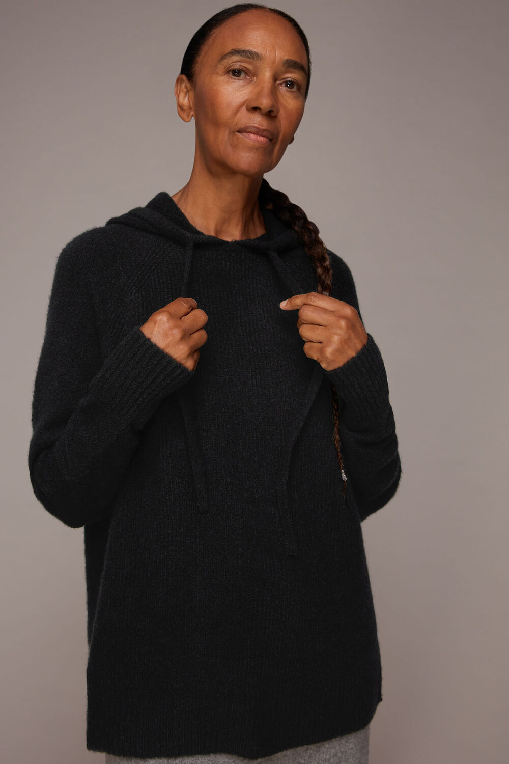 Ribbed Knitted Hoodie