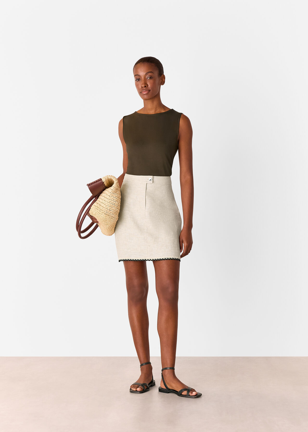 Linen Mix Mini Skirt