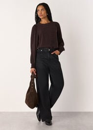 Leopard Shirred Cuff Blouse